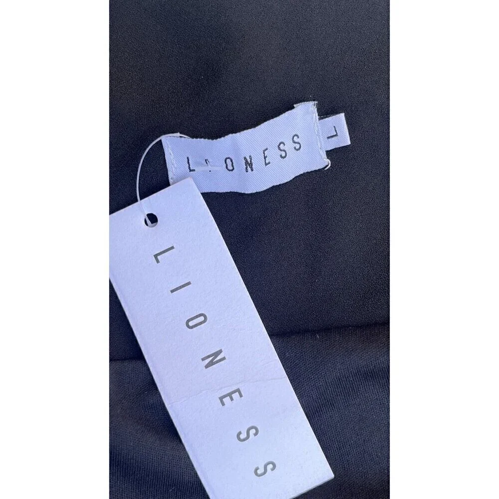 Lioness Women's Black Chiffon Asymmetric Shoulder Midtown Mini Dress Size L - Picture 4 of 14